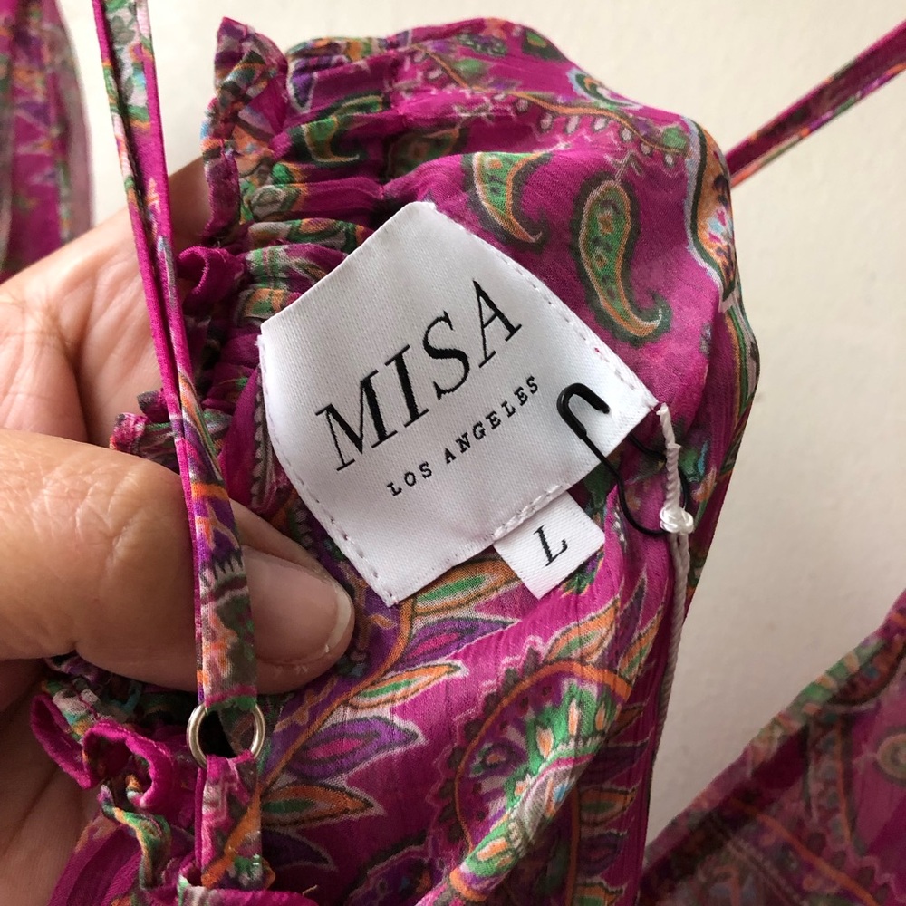 MISA Los Ángeles Lia Dress Fuchsia Paisley Chiffon NWT - Picture 5 of 10